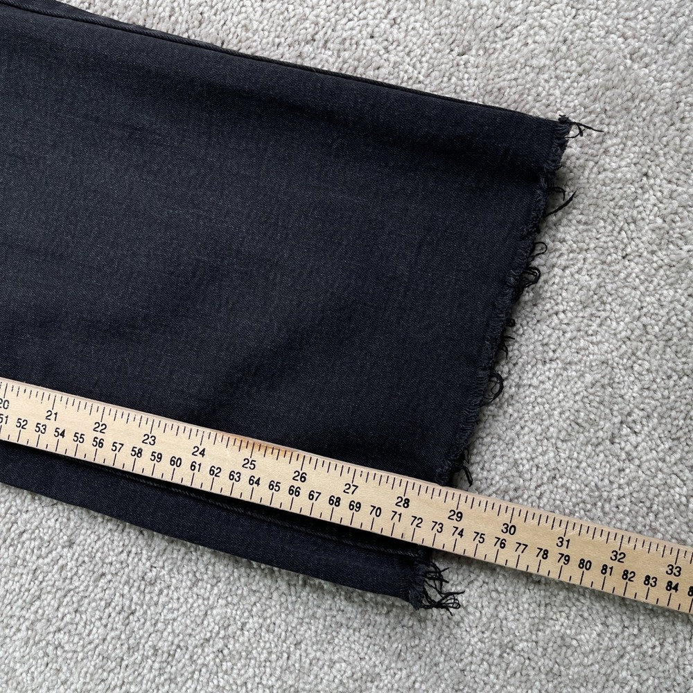 OAT New York Jeans Women 6 28 Black Wide Leg High Rise Raw Hem Stretch Denim - Picture 7 of 10